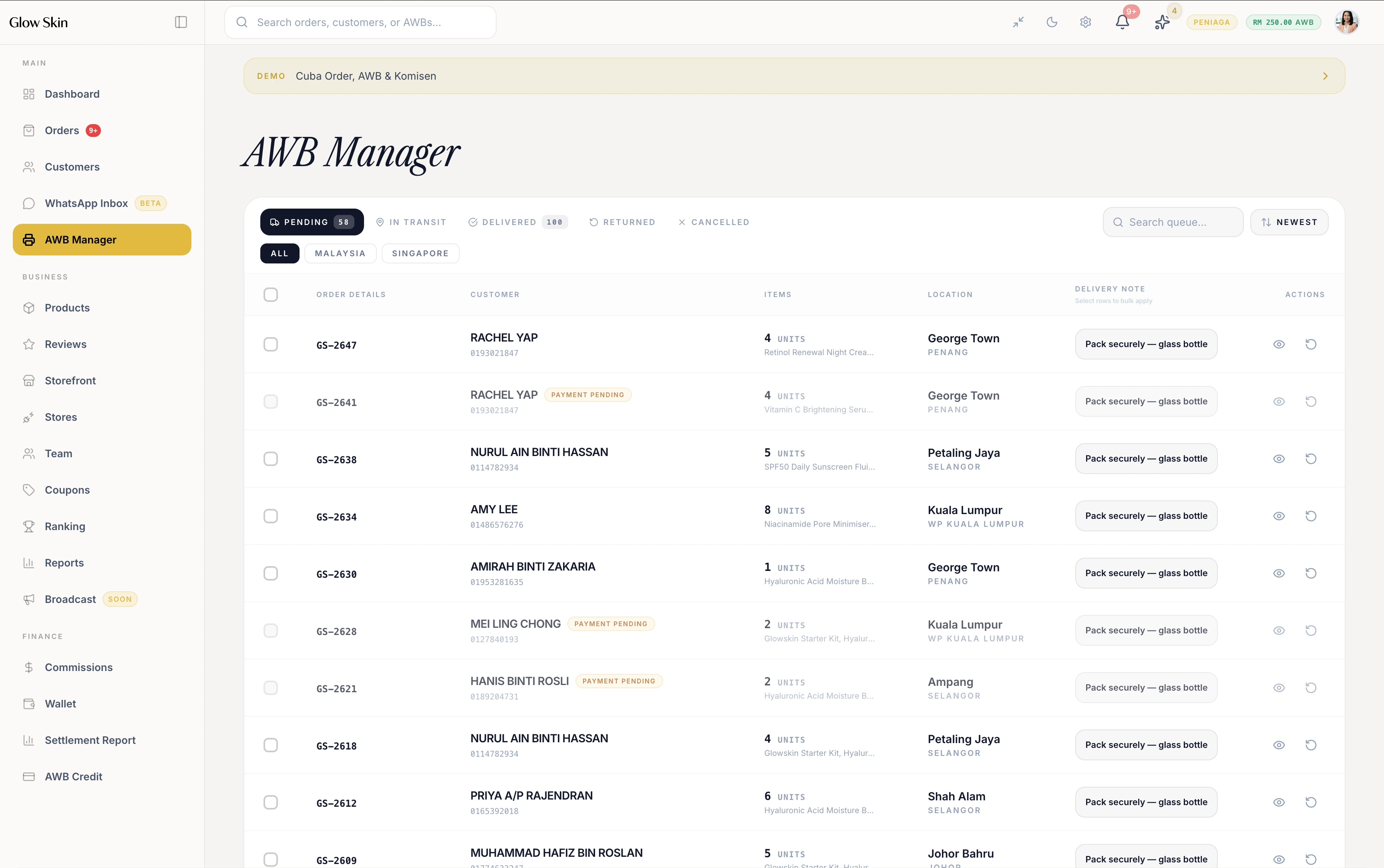 AWB Manager Kini Tunjuk Status Parcel Dengan Lebih Jelas